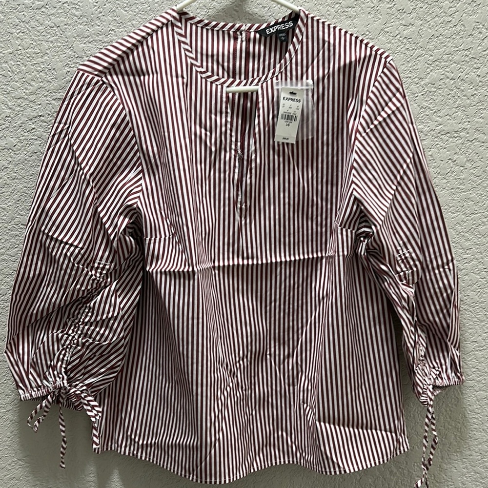 Express Red and White Striped Women's Top